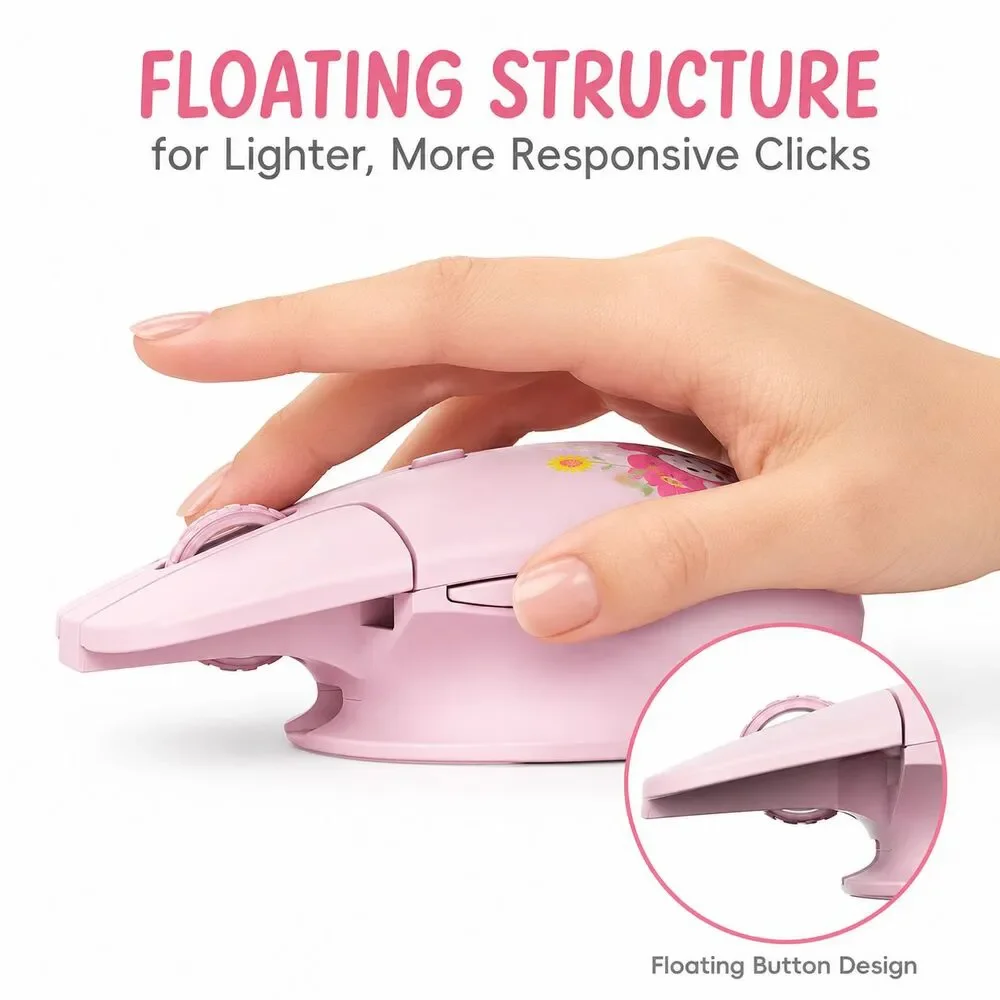 My Little Pony Pink Wireless Mouse Floating Button Design 2.4GHz Dual-Mode - NEW